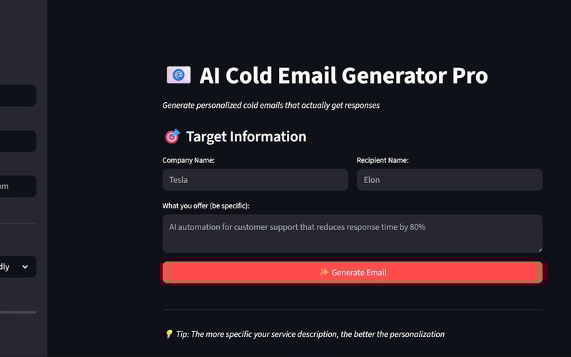 AI Cold Email Generator Pro screenshot 1