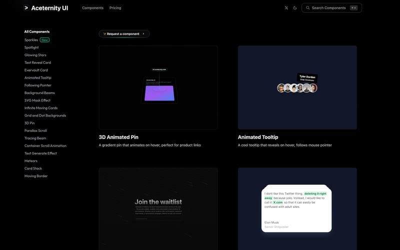 Aceternity UI screenshot 2