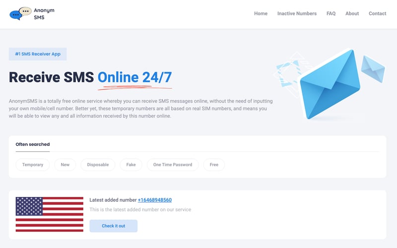AnonymSMS - Receive SMS Online screenshot 2