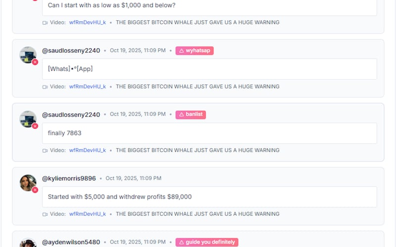 Auto Purge YouTube Scam Comments spam screenshot 3