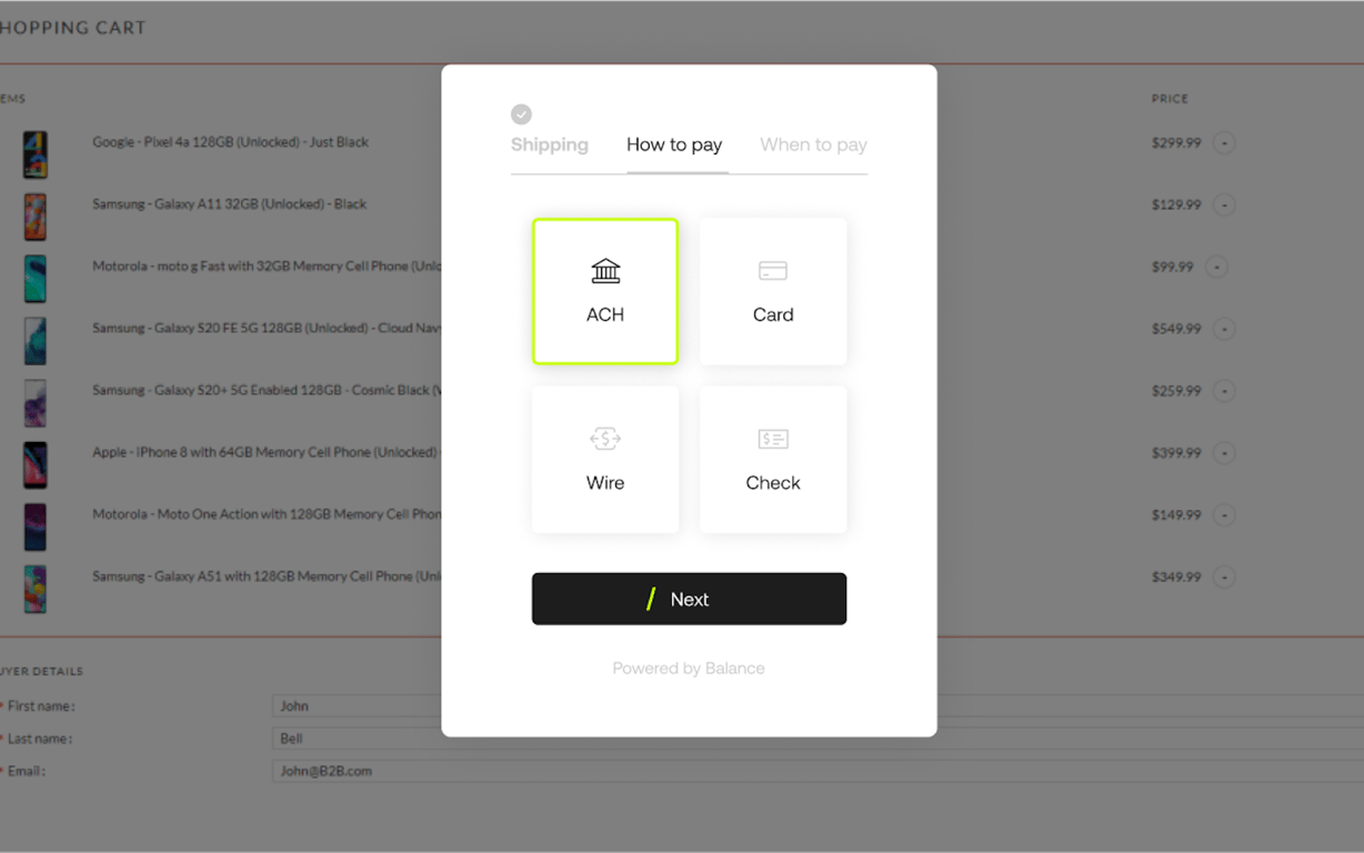 Balance Checkout preview