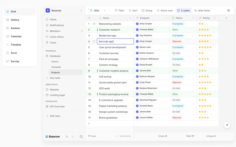 Baserow screenshot 1