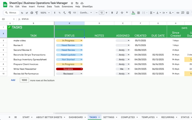 Better Sheets screenshot 2