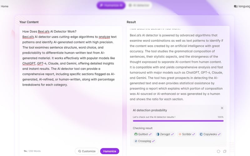 Bexi.ai:Free AI Humanizer & AI Detector screenshot 2