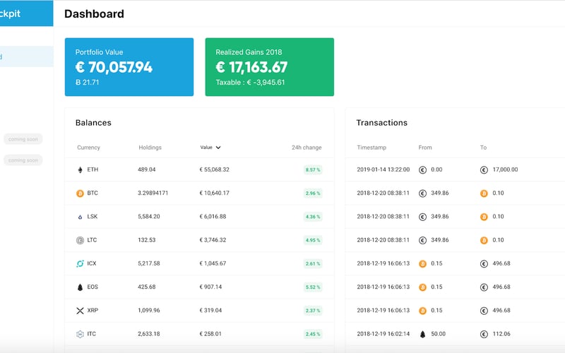 Blockpit.io screenshot 1
