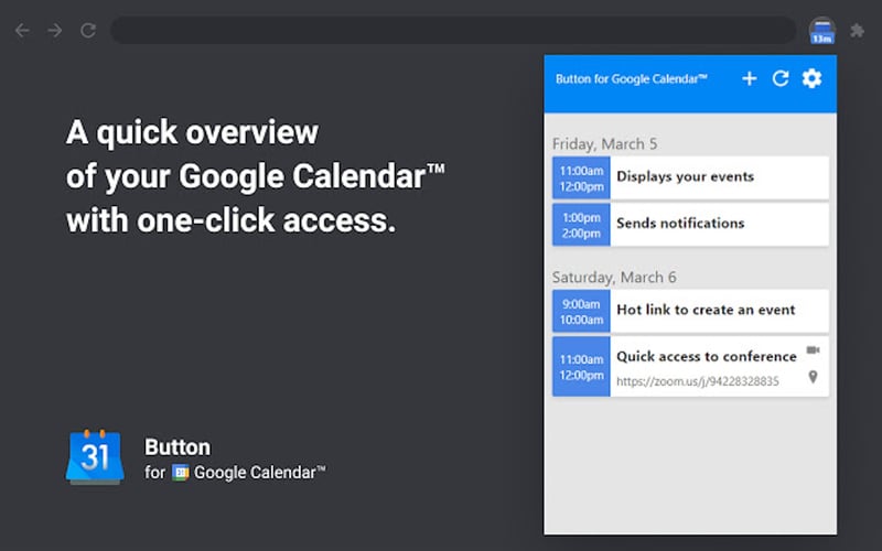 Button for Google Calendar screenshot 1