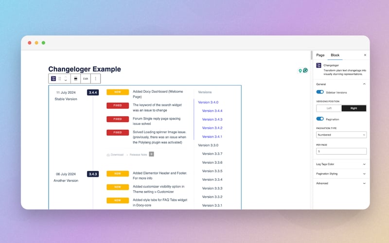 Changeloger for WordPress screenshot 2