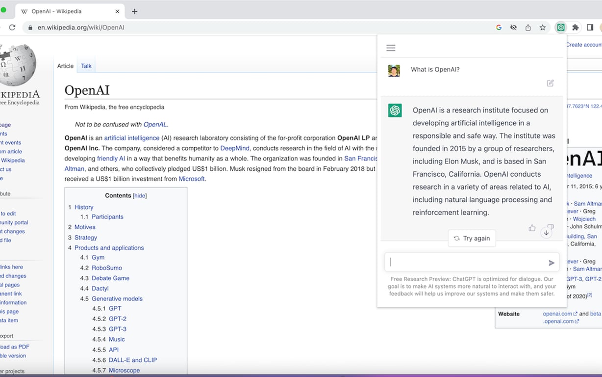 ChatGPT for Chrome Extension preview