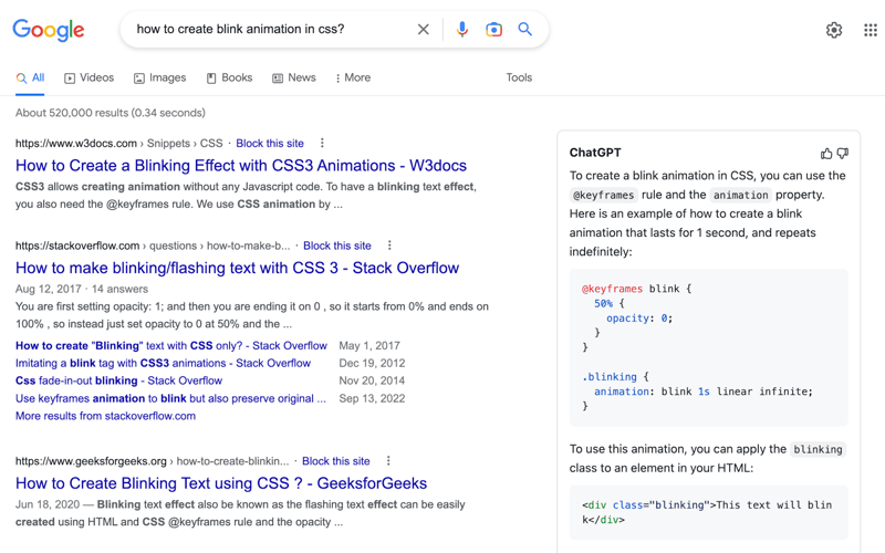 ChatGPT for Google screenshot 1