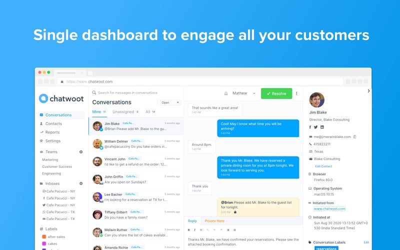 Chatwoot screenshot 1