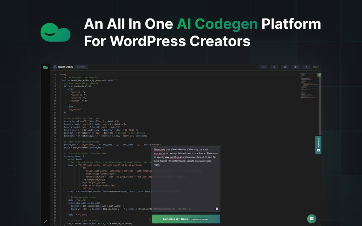 CodeWP AI preview