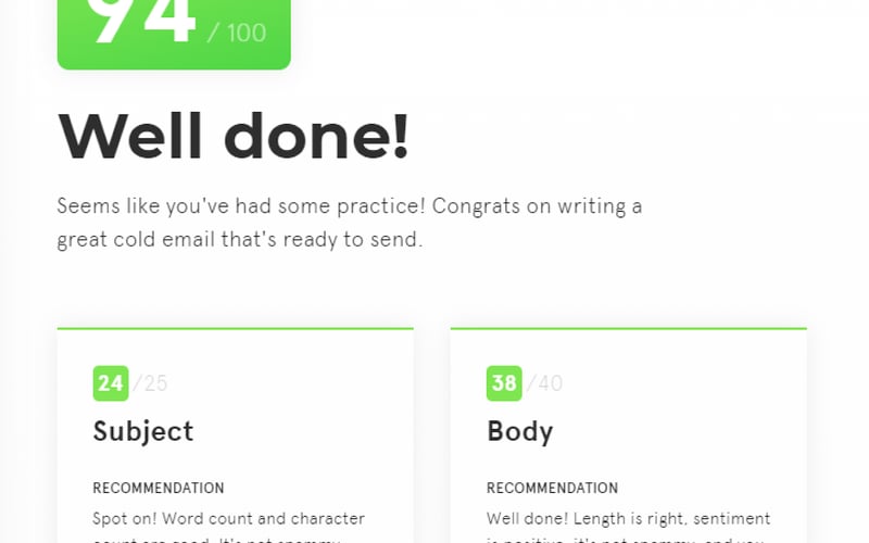 Cold Email Grader screenshot 2