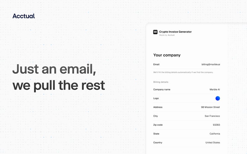Crypto Invoice Generator by Acctual screenshot 1