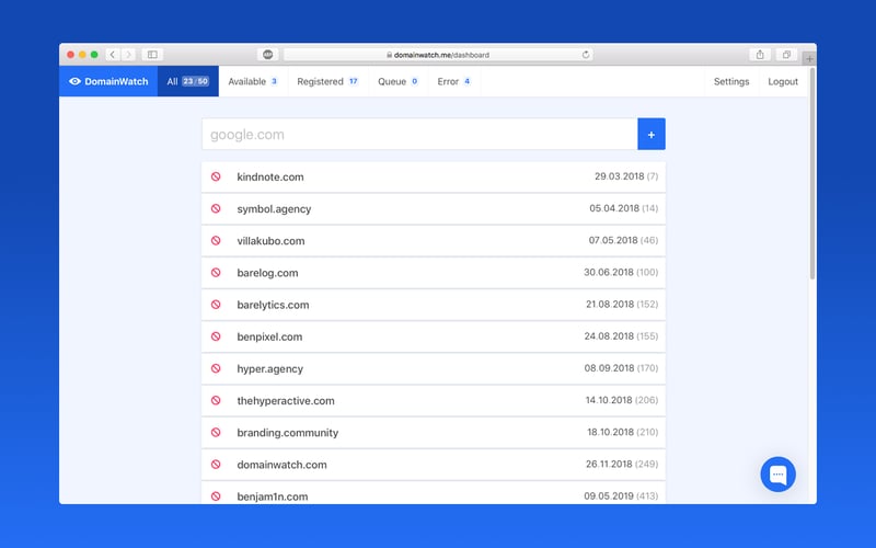 DomainWatch screenshot 2