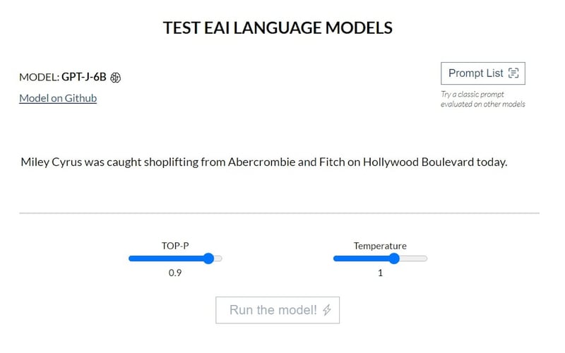 EleutherAI GPT-Neo screenshot 1