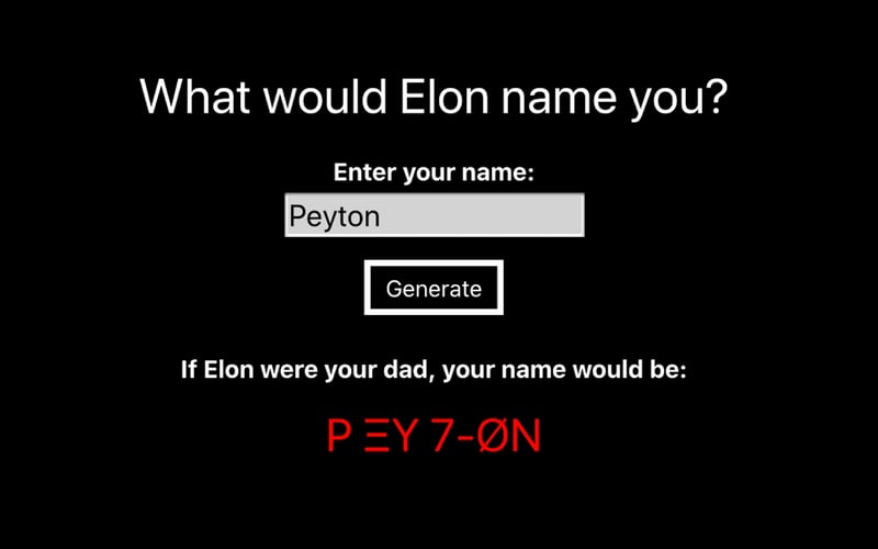 Elon Musk name generator screenshot 3