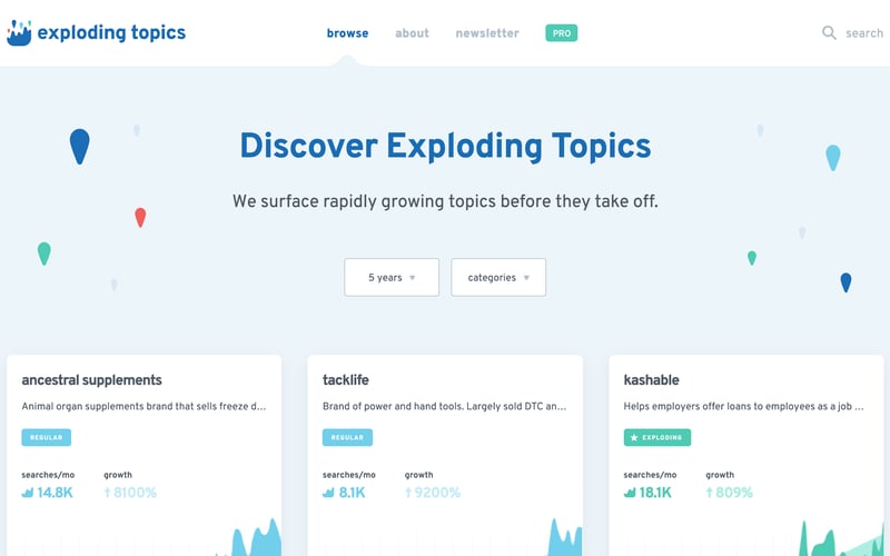 Exploding Topics screenshot 1