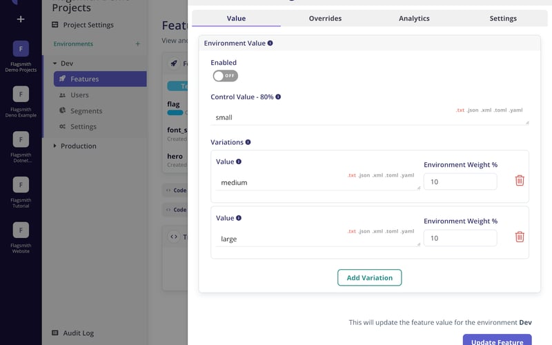 Flagsmith screenshot 3