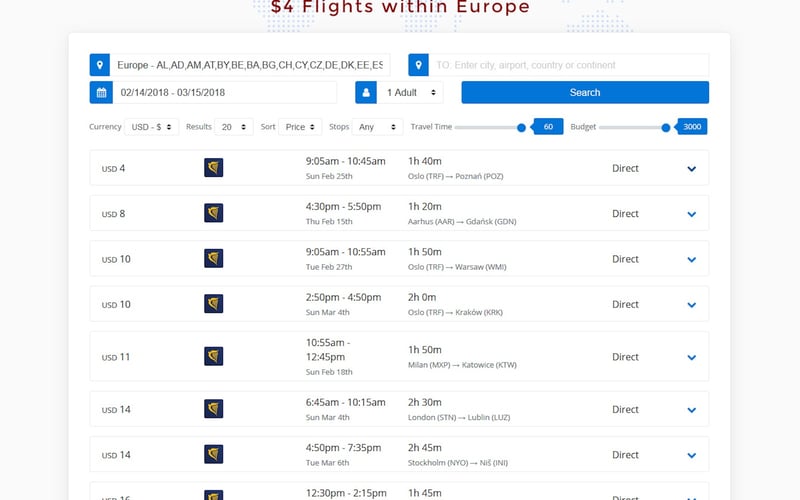 FlightList screenshot 1