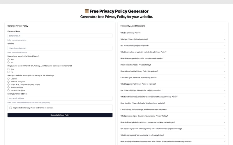 Free AI Privacy Policy & ToS Generator screenshot 2