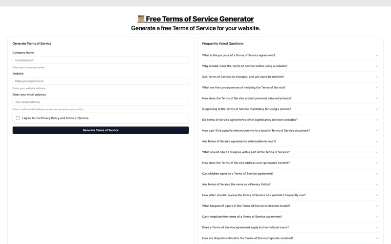 Free AI Privacy Policy & ToS Generator screenshot 3