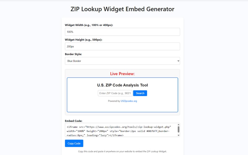Free ZIP Lookup Widget screenshot 2