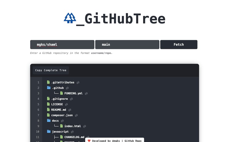 GitHubTree screenshot 2