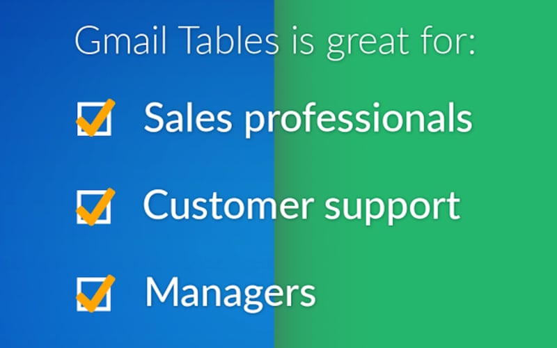 Gmail Tables screenshot 2