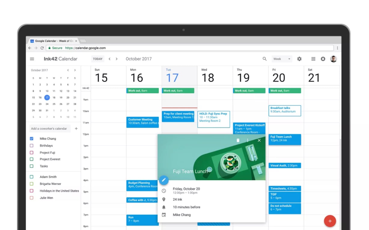 Google Calendar preview