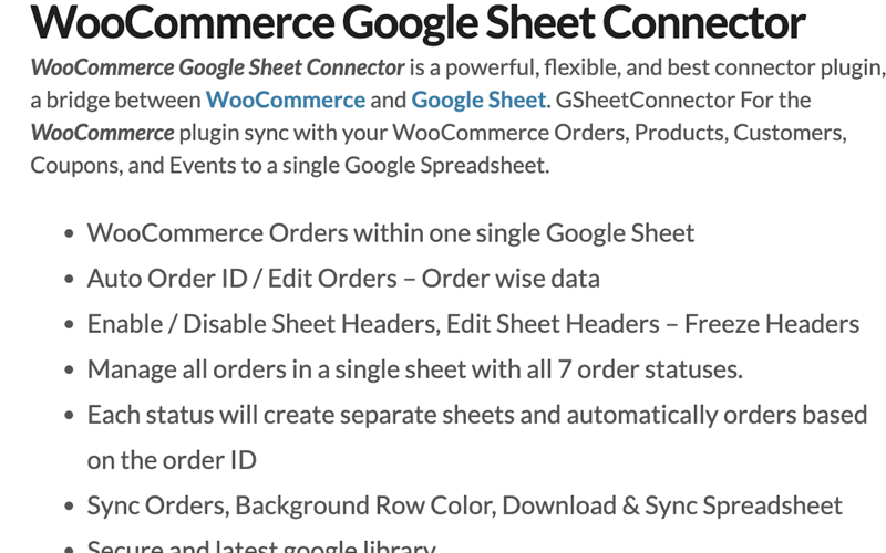 Google Sheet Connector for WooCommerce screenshot 2