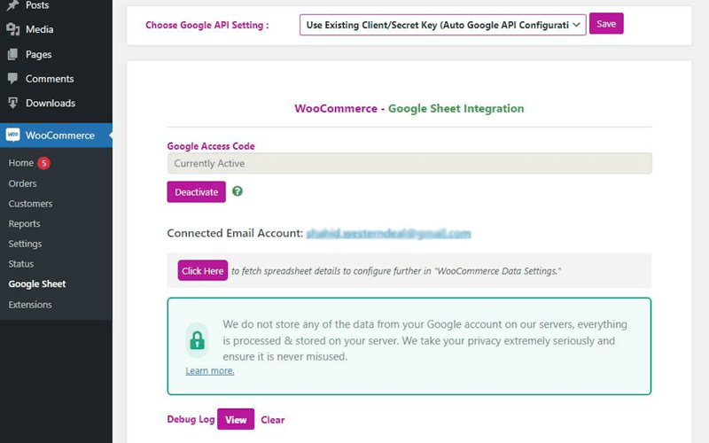 Google Sheet Connector for WooCommerce screenshot 3