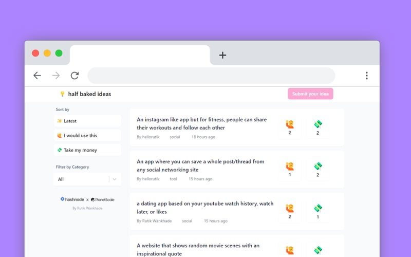 Half baked ideas screenshot 2