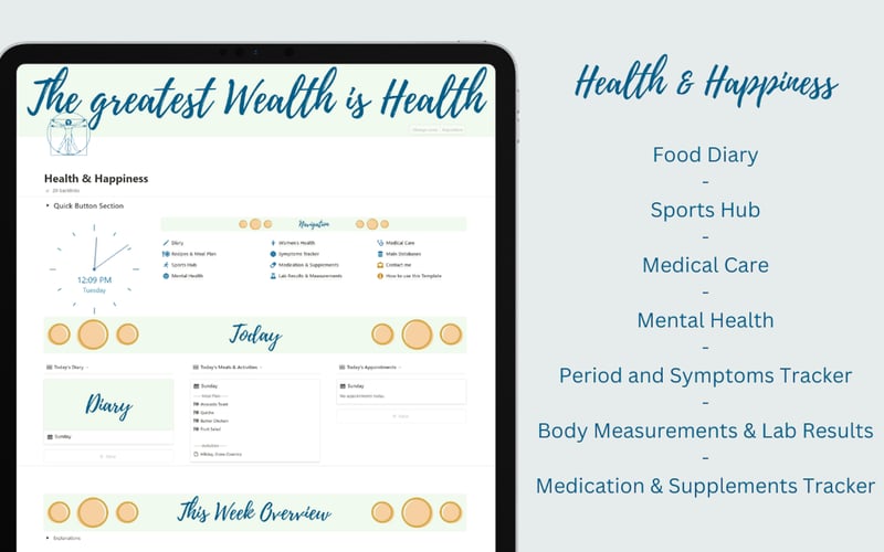 Health & Happiness Notion Template screenshot 1