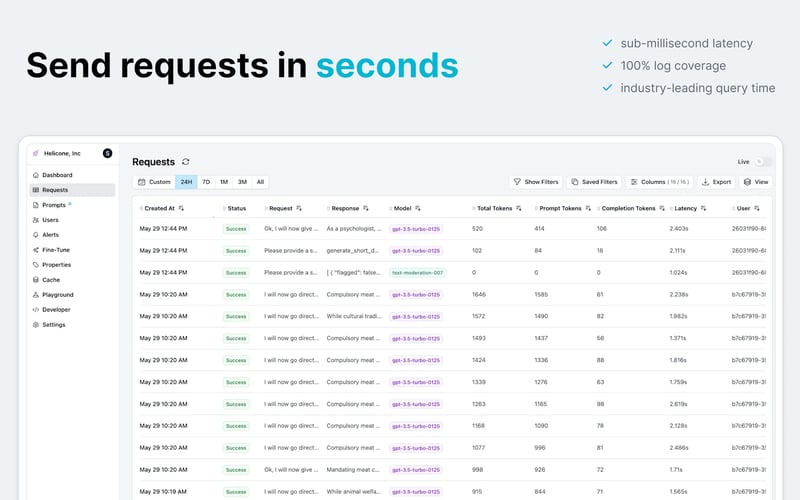 Helicone AI screenshot 2