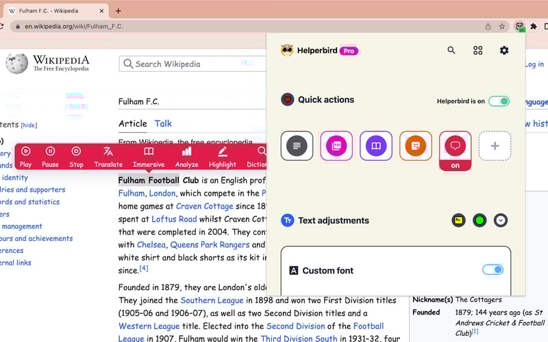 Helperbird screenshot 2