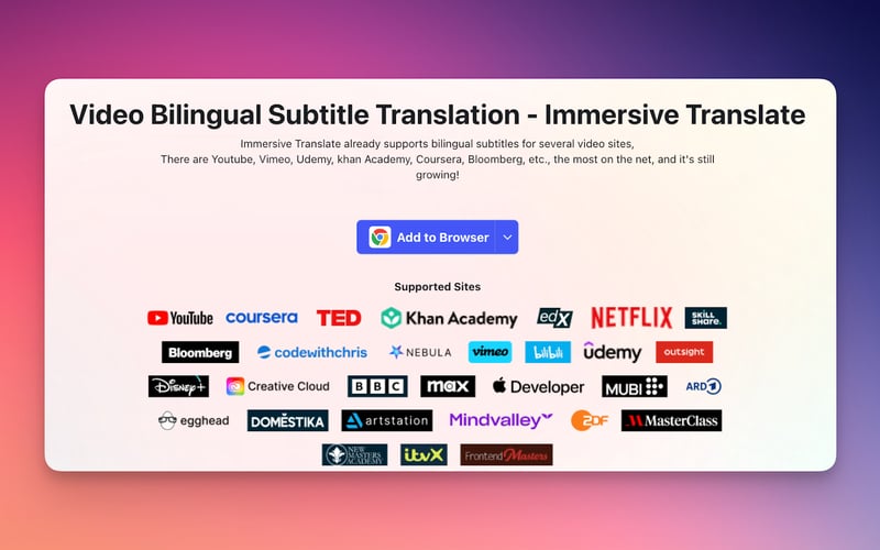 Immersive Translate Bilingual Video screenshot 1
