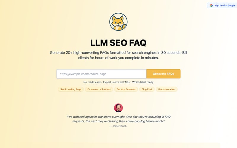 LLM SEO FAQ screenshot 1