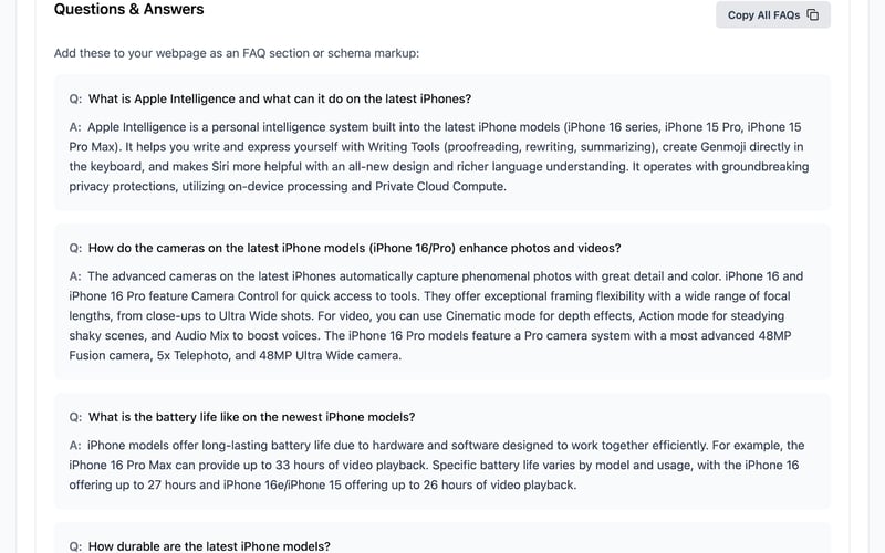 LLM SEO FAQ screenshot 3