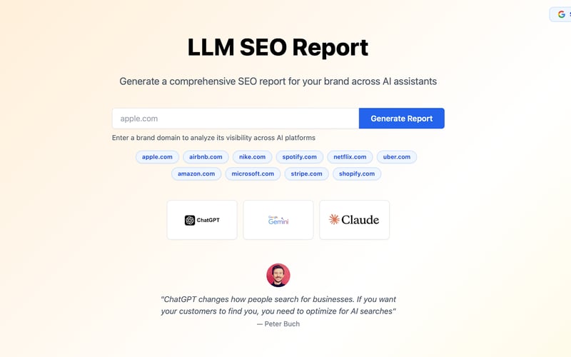 LLM SEO Report screenshot 1