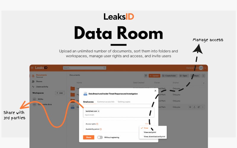 LeaksID Data Room screenshot 1