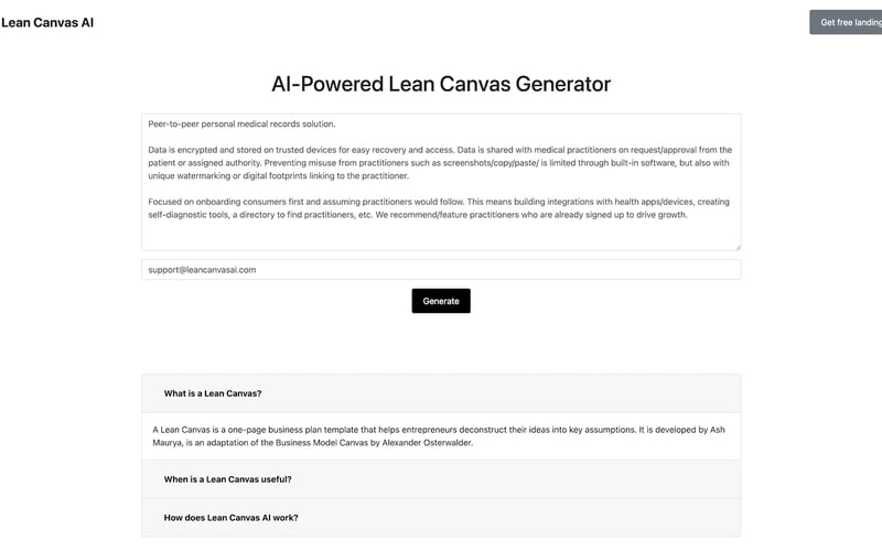 Lean Canvas AI screenshot 1