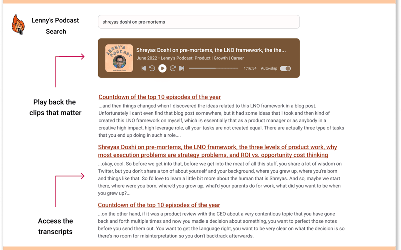 Lenny’s Podcast Search screenshot 2