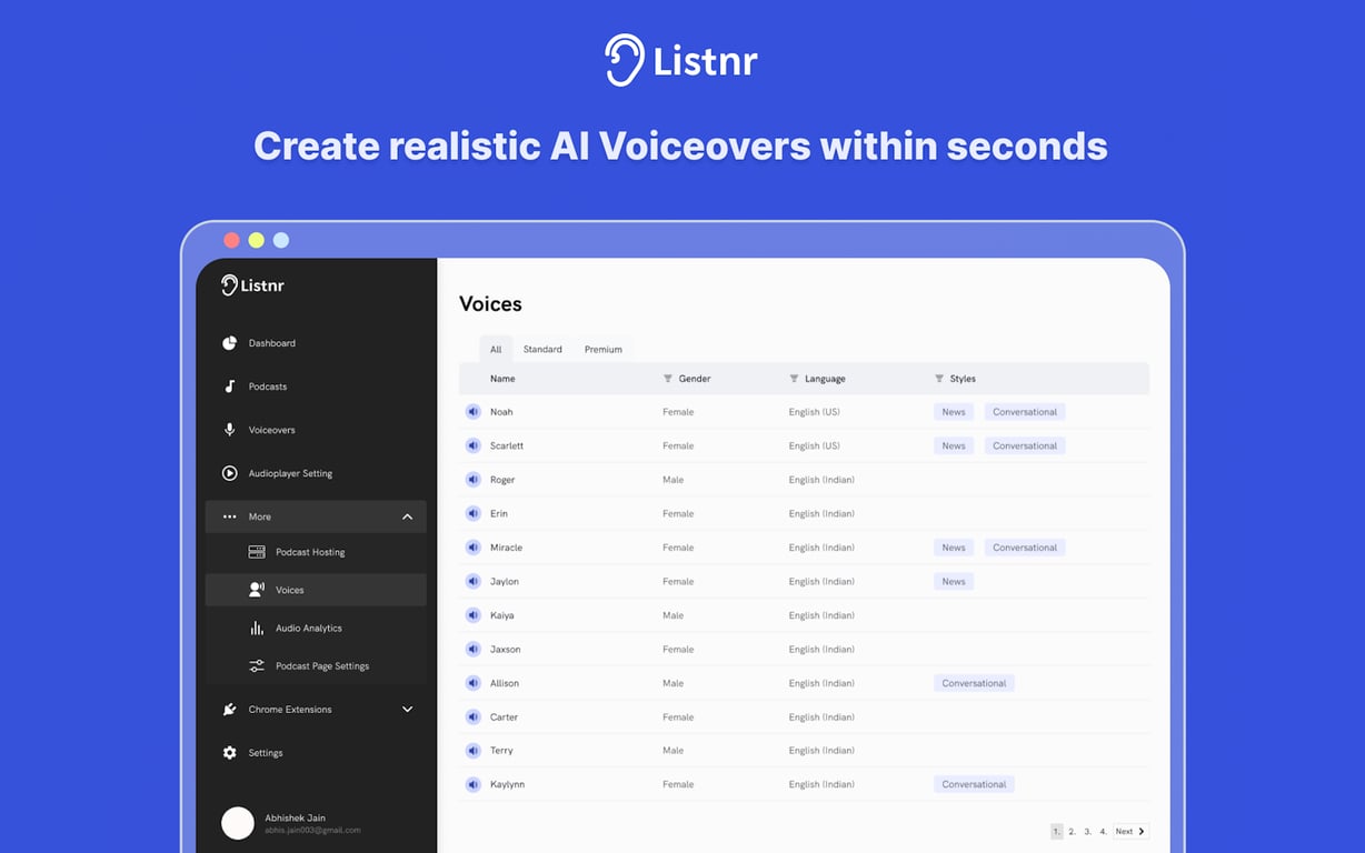 Listnr AI preview