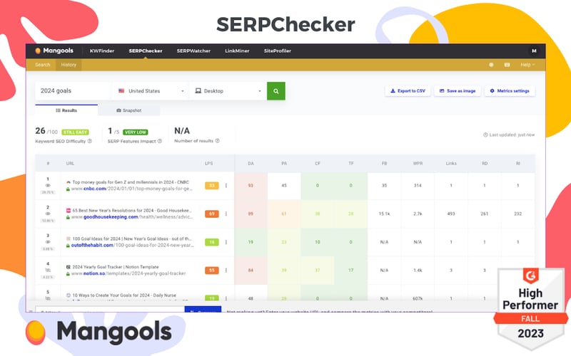 Mangools screenshot 2