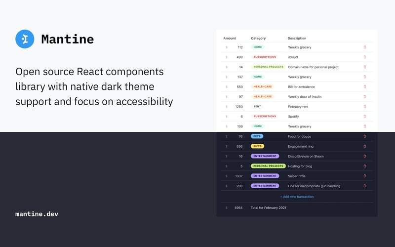 Mantine screenshot 1