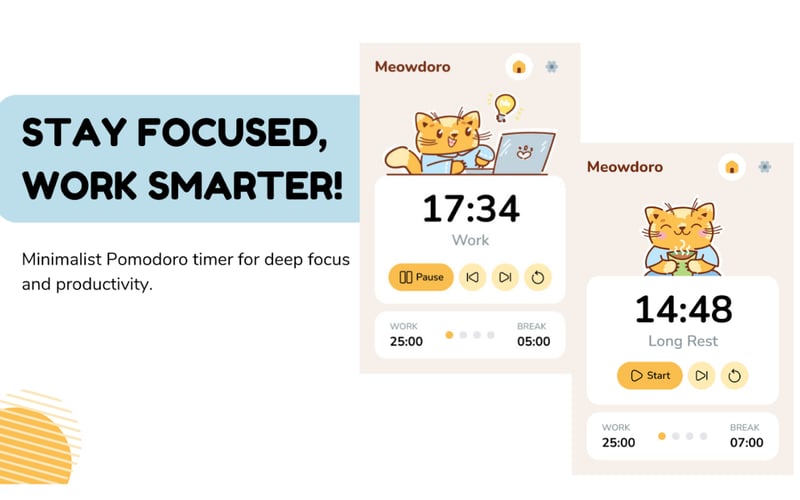 Meowdoro Tracker - Pomodoro Work Timer screenshot 2