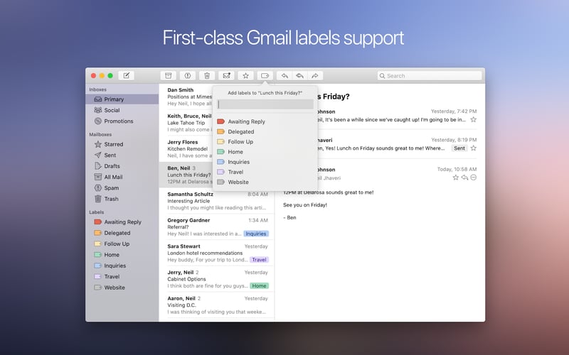 Mimestream screenshot 2