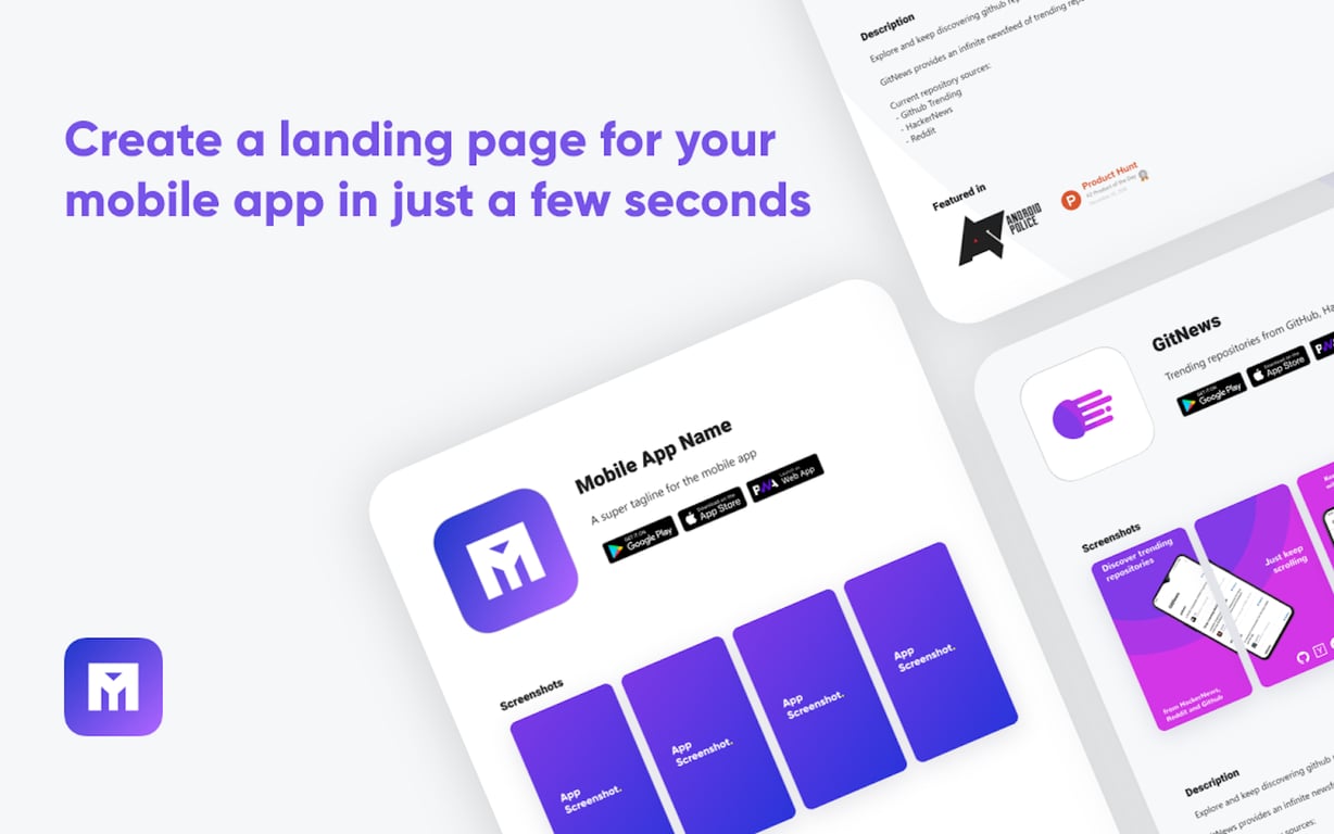 Mobile App Landing Page preview