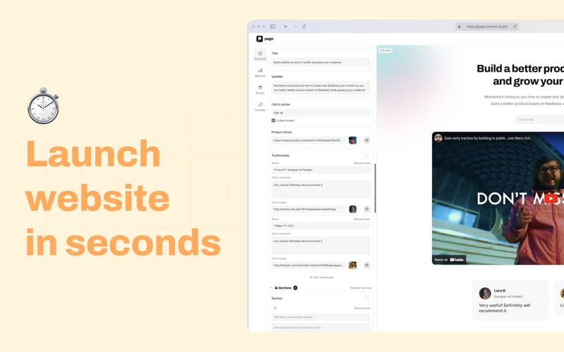Momentum Page screenshot 1