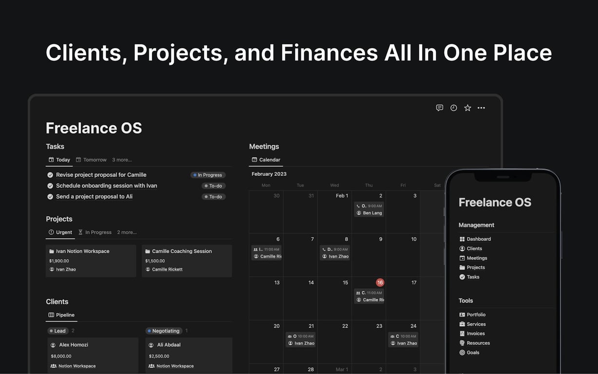 Notion Freelance OS preview